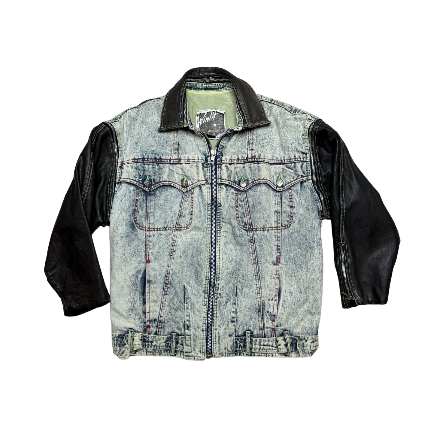 Winlit Denim and Leather 80s Trucker Jacket