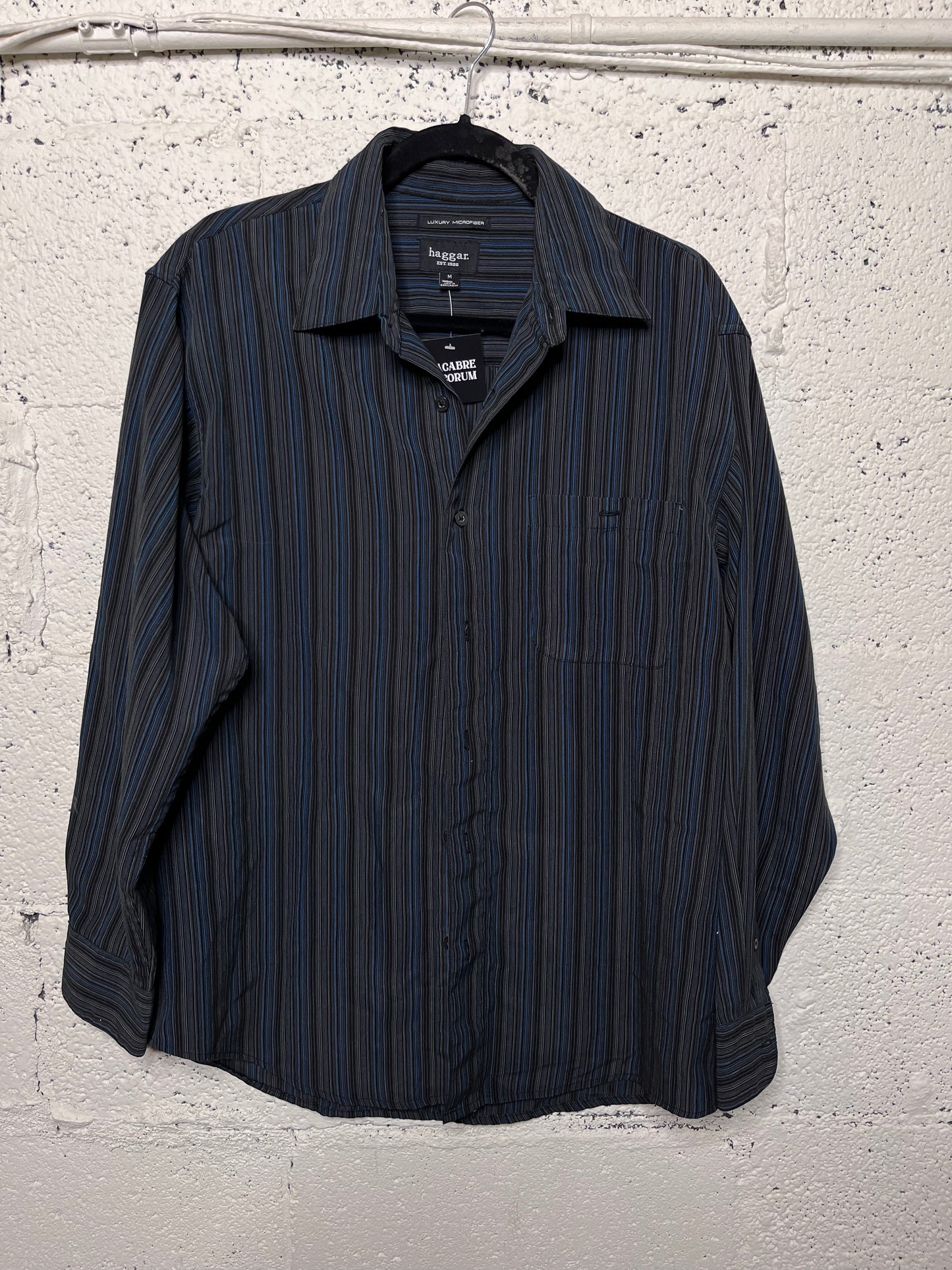 Black and Blue Striped Button Up