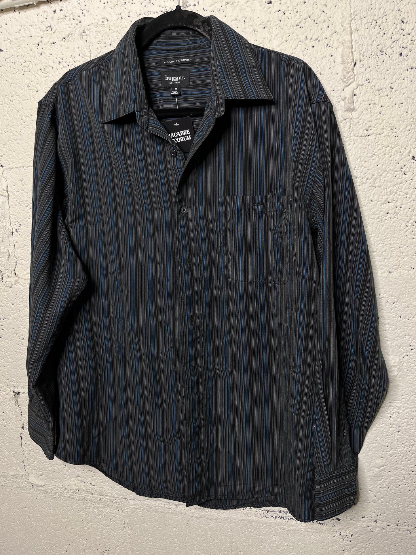 Black and Blue Striped Button Up