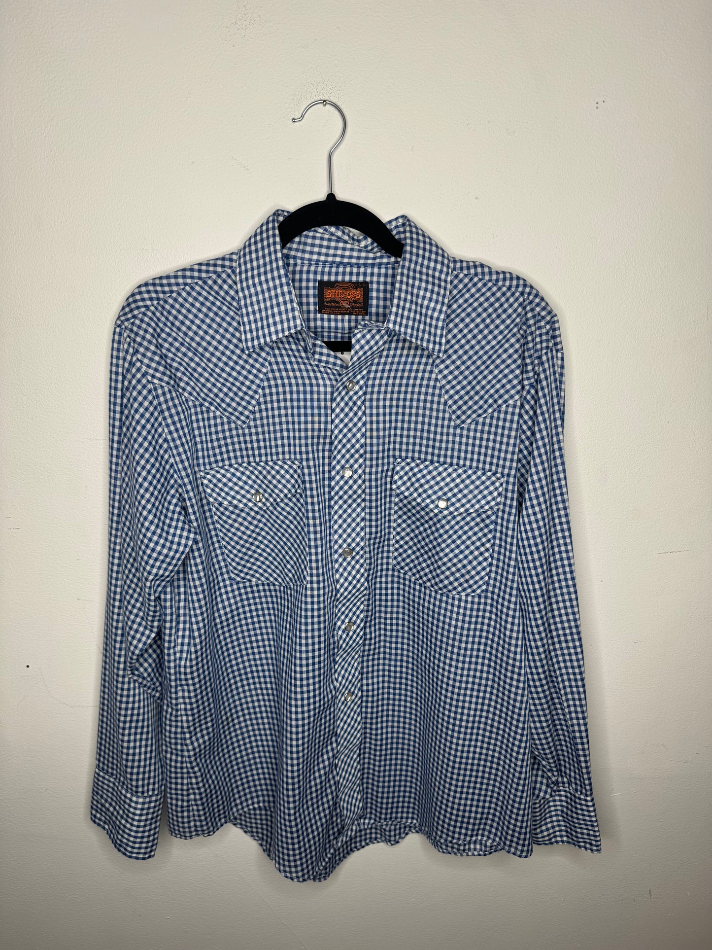 70s Stir-Ups Blue and White Pearl Snap