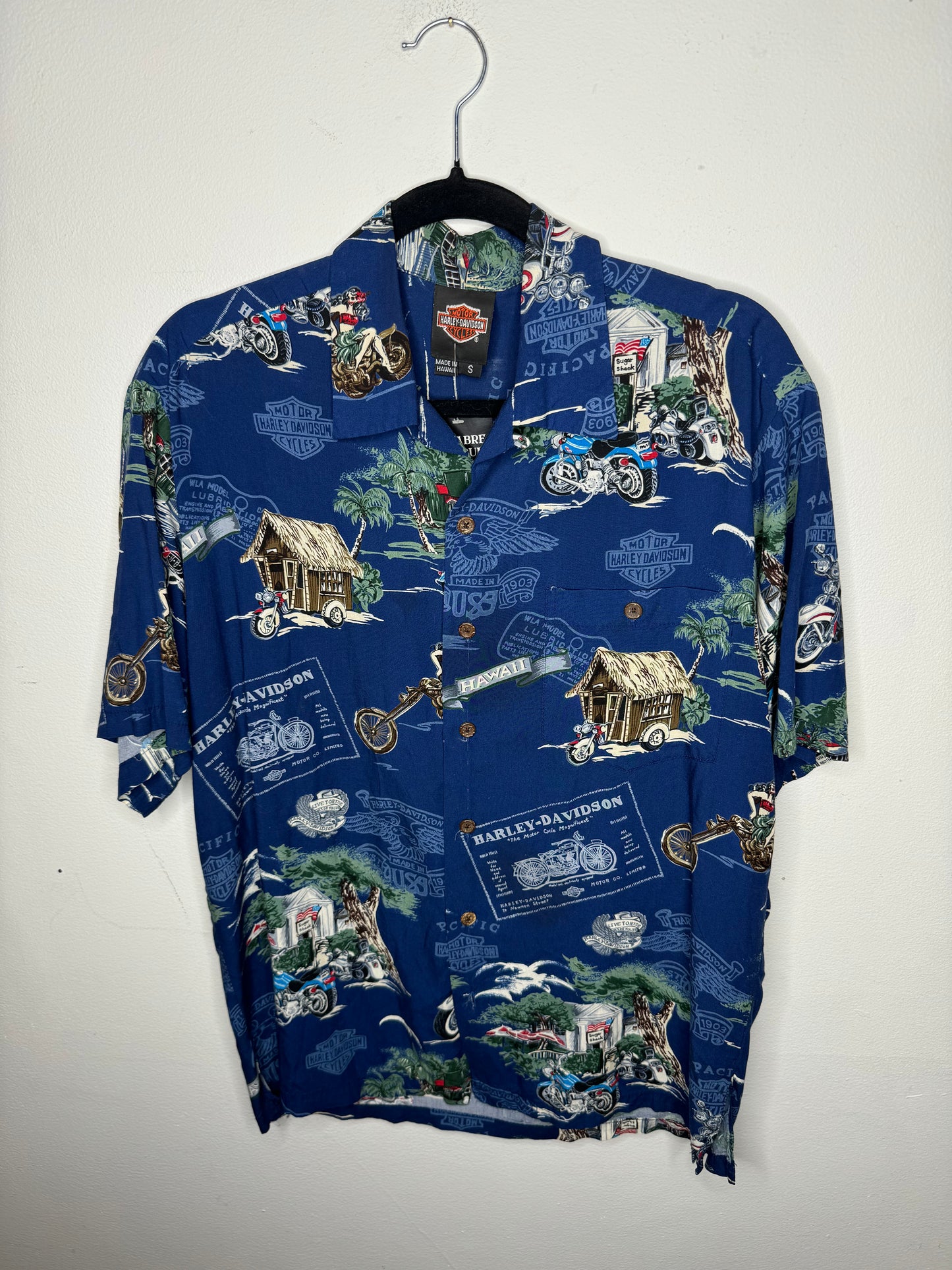 Y2K Harley Davidson Hawaiian Button Up