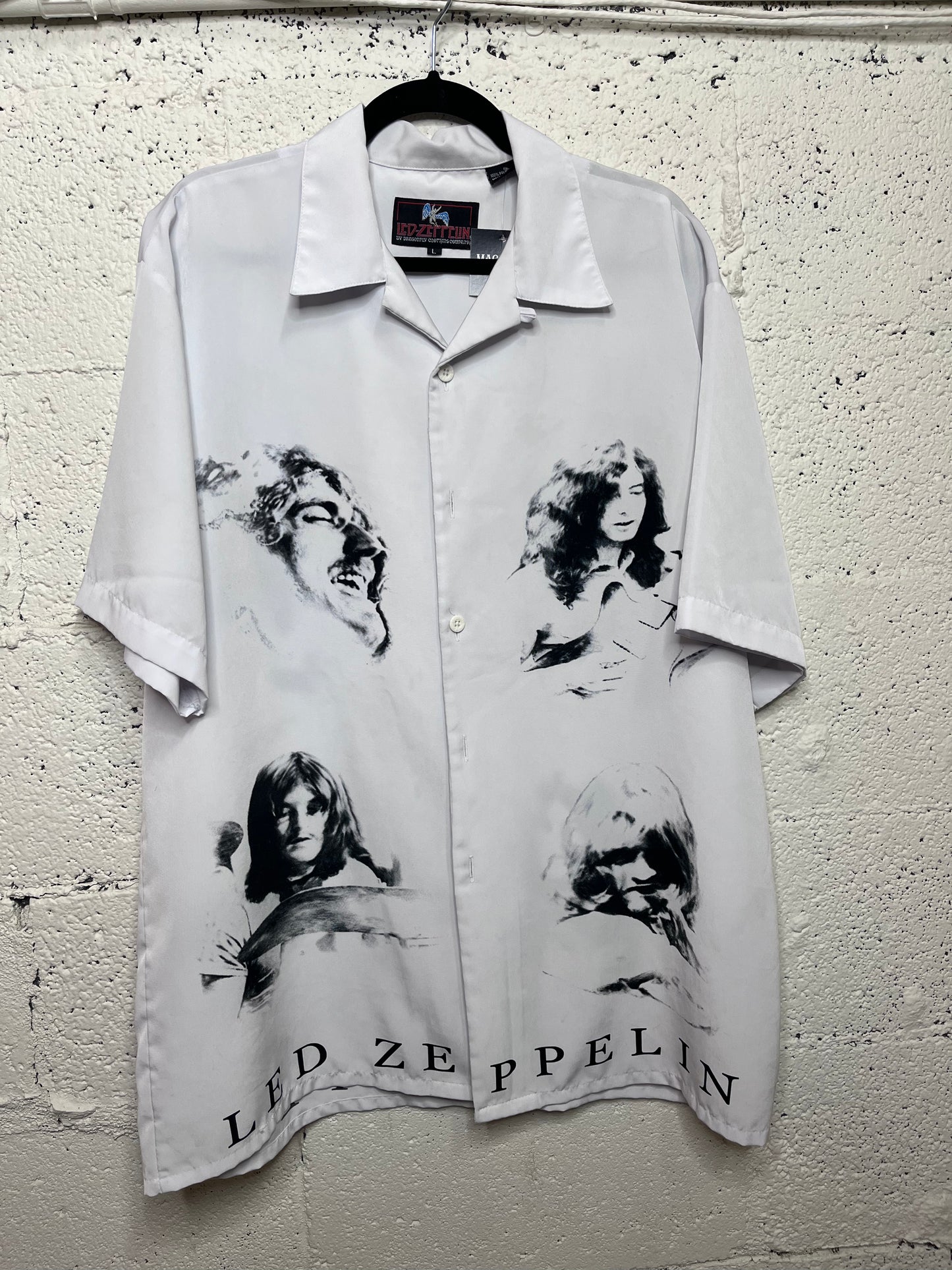 Led Zeppelin White Short Sleeve Button Up