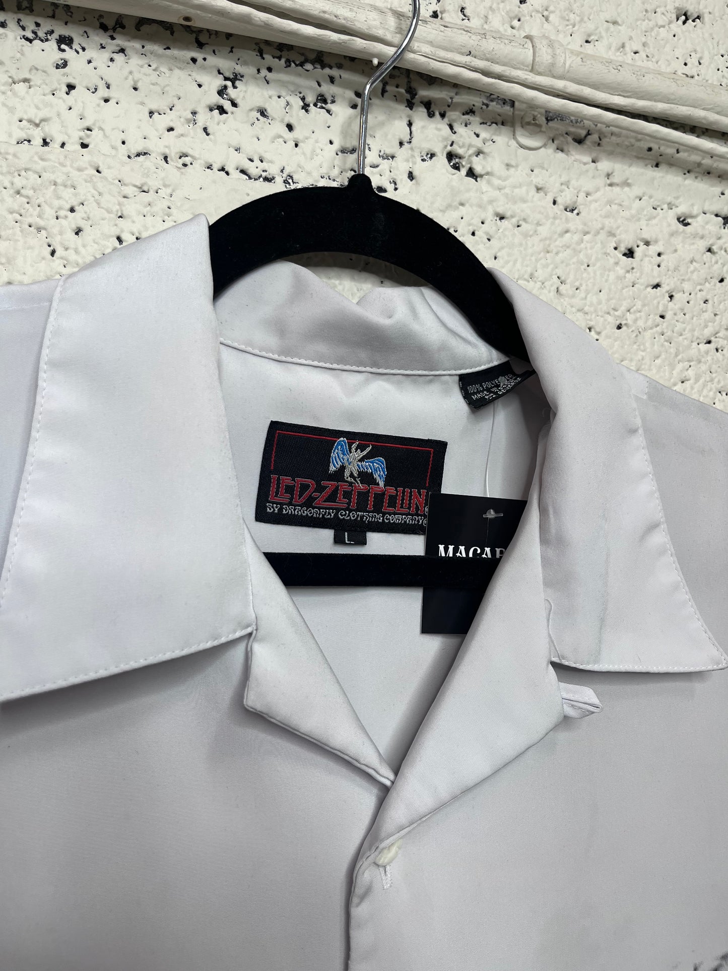 Led Zeppelin White Short Sleeve Button Up
