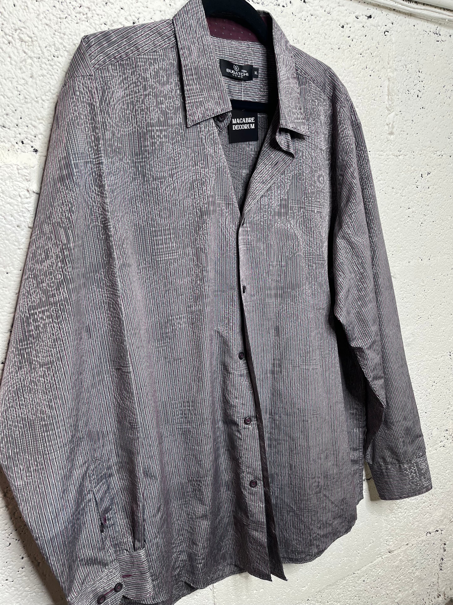 Bugatchi Grey and Silver Patterned Button Up