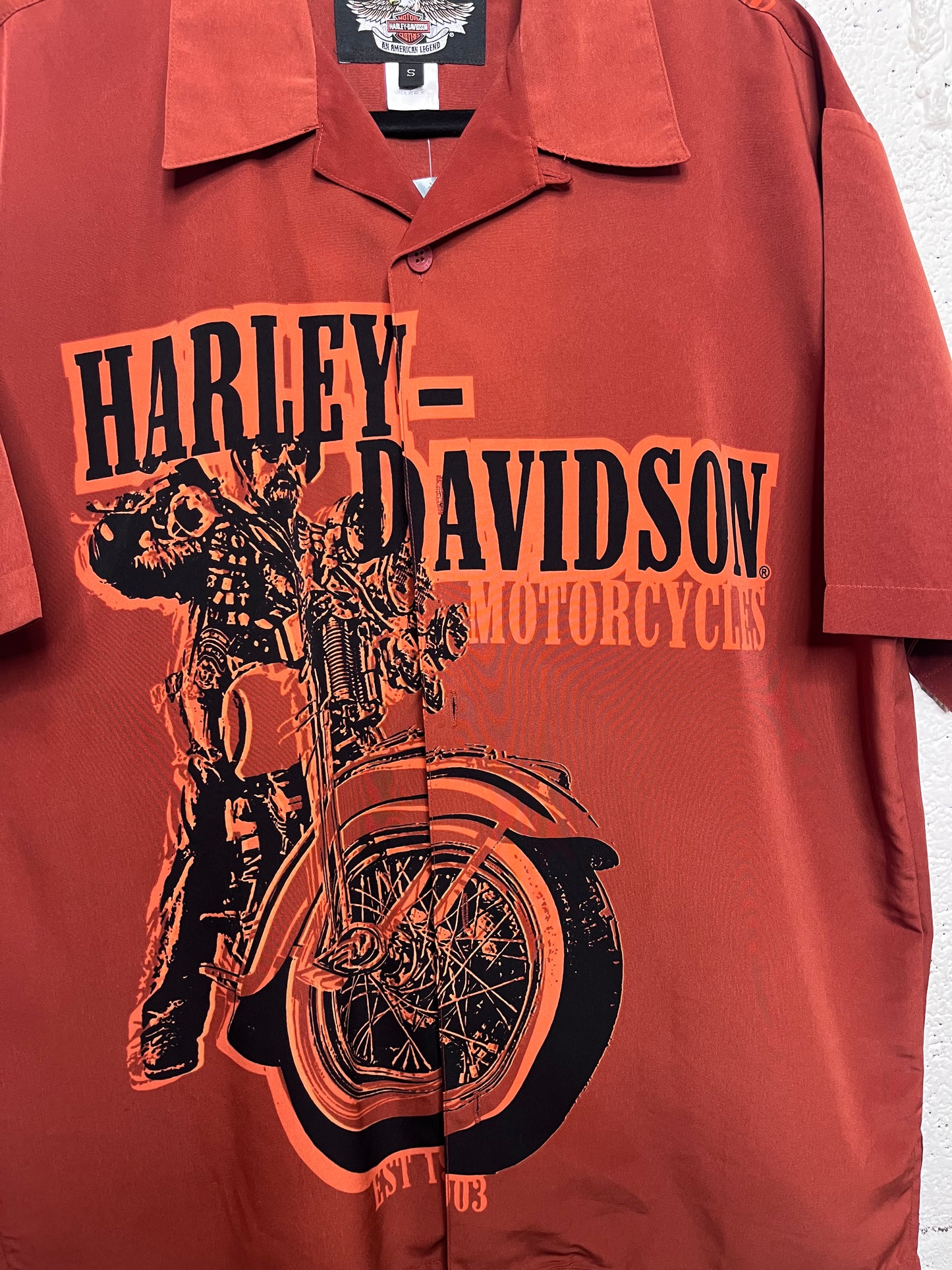 Harley Davidson Orange Rider Button Up