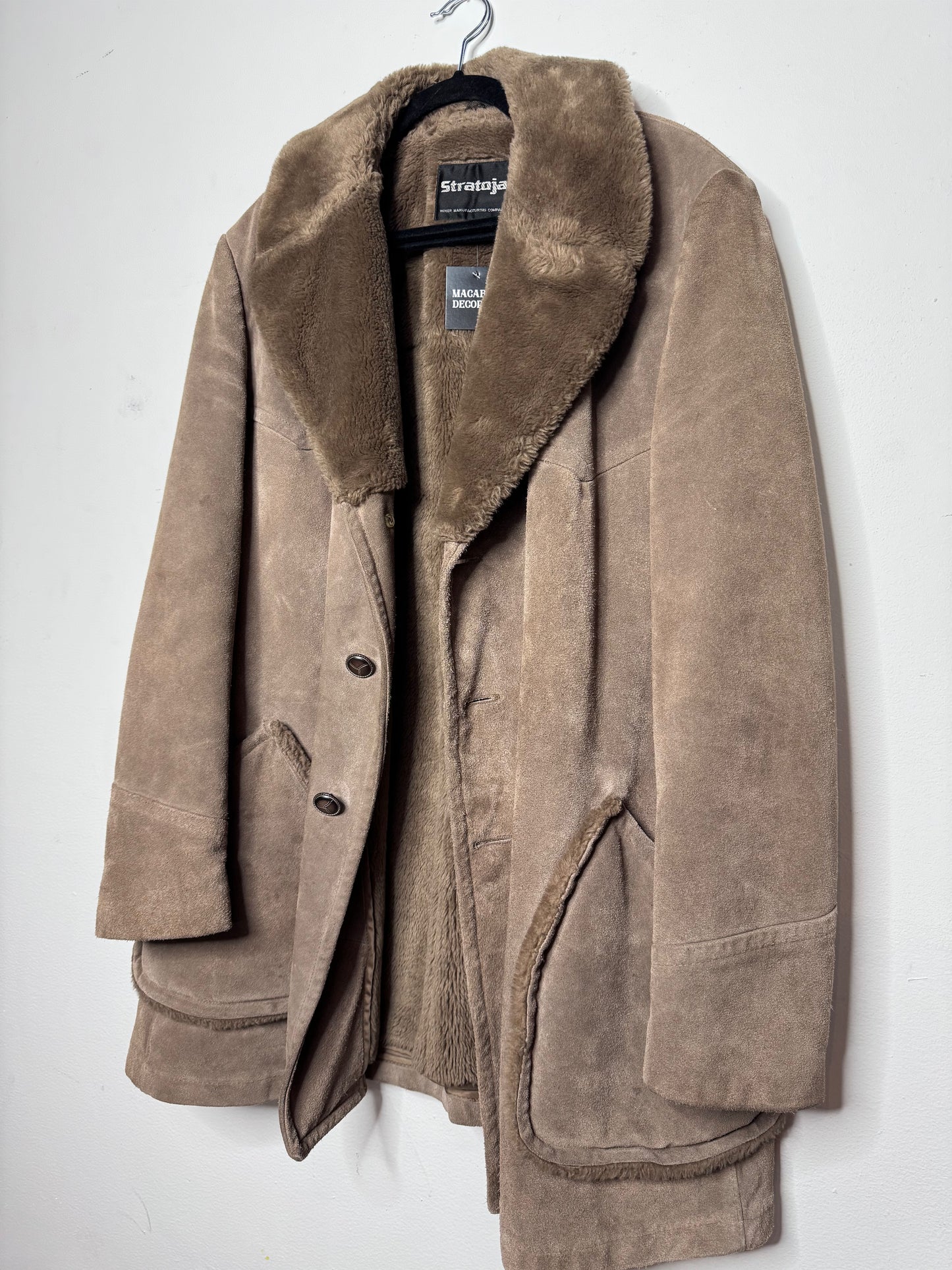 70s Stratojac Vintage Suede and Fur Lined Coat