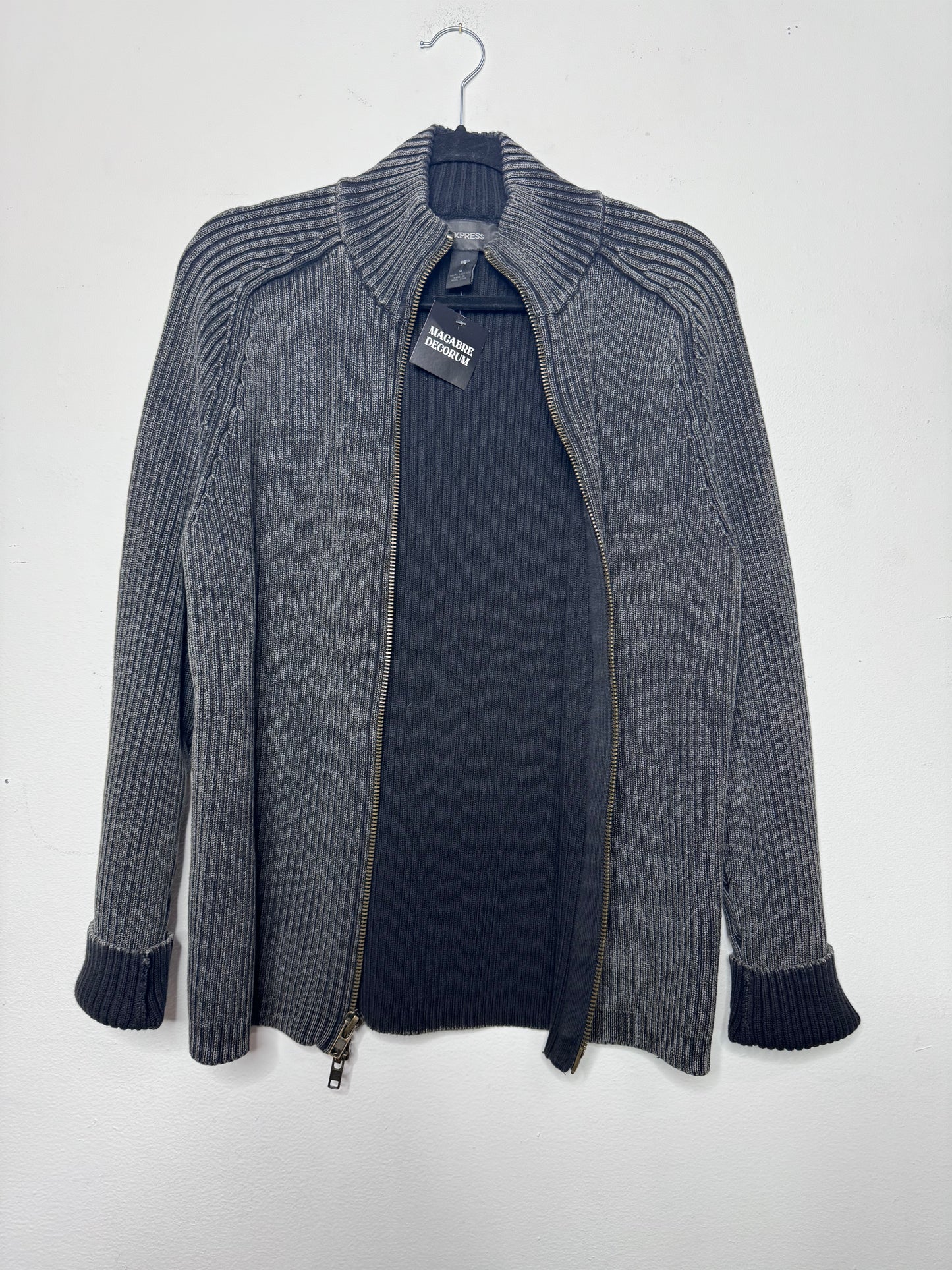 Y2K Express Grey Zip Up Sweater