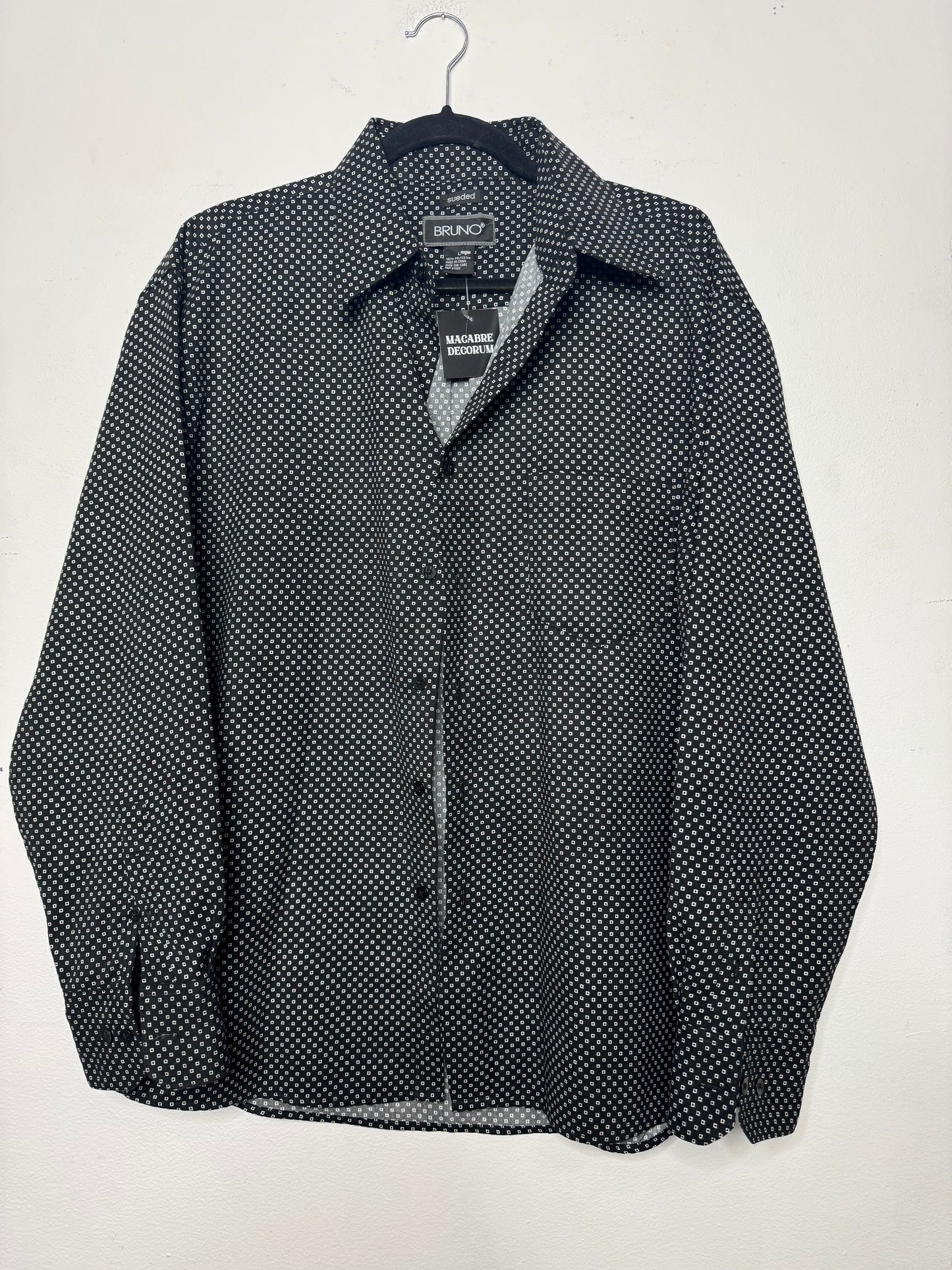 90s Bruno Black and White Patterned Button Up