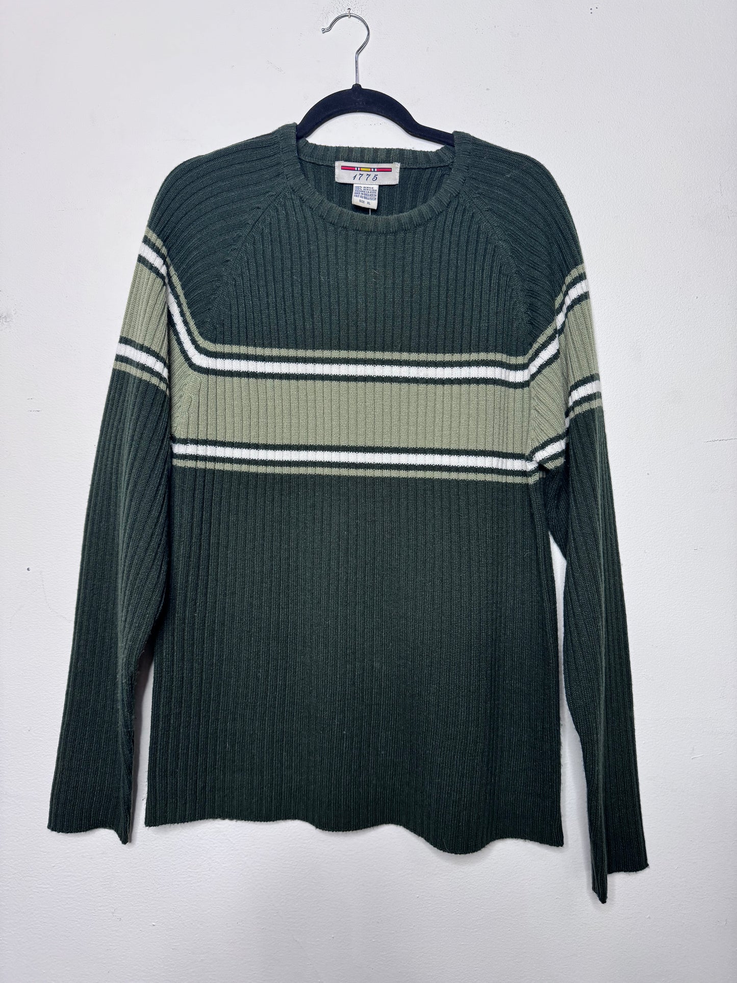 1775 Green Colorblock Striped Sweater