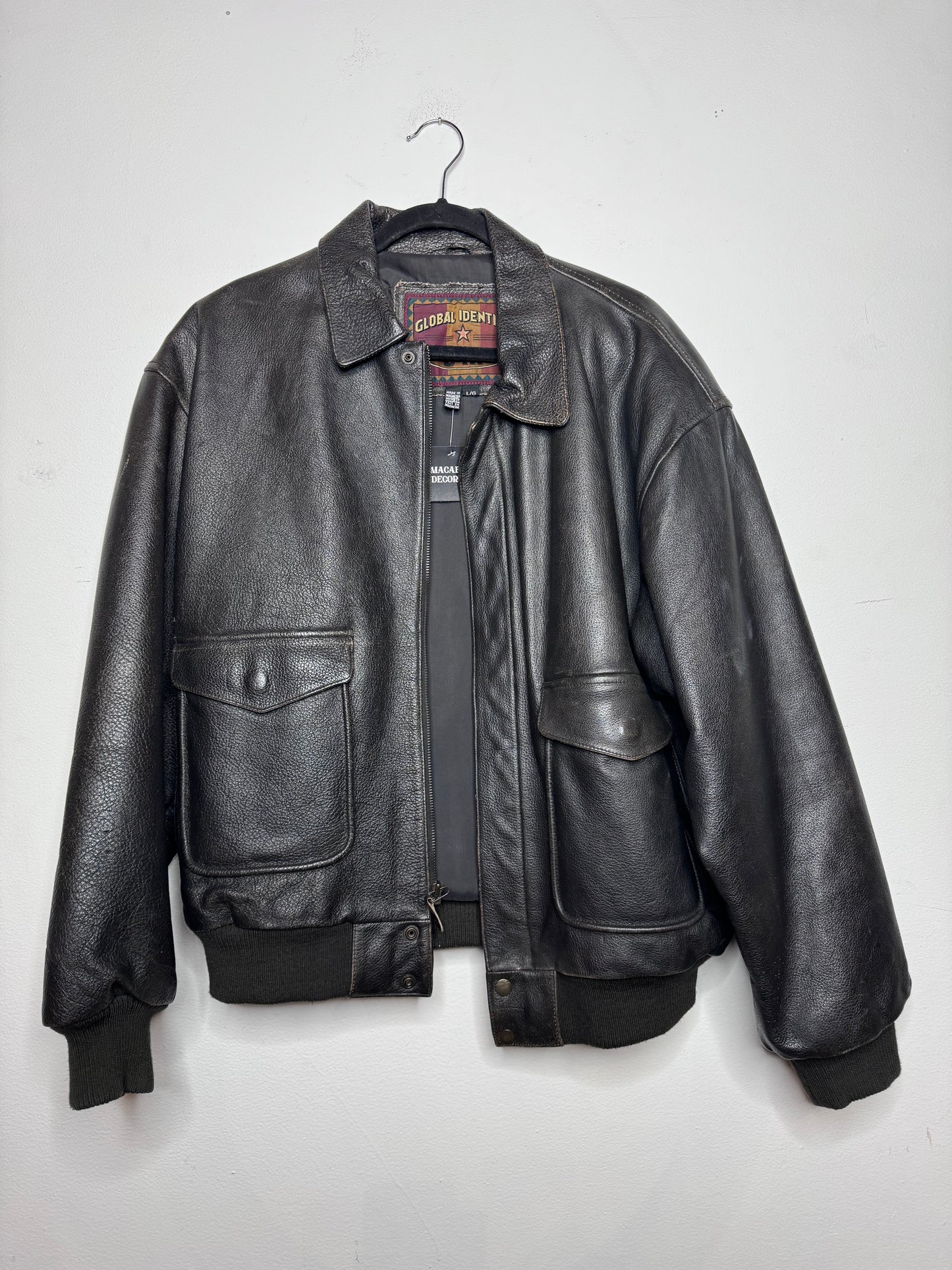 Global Identity Dark Brown Leather Aviator Jacket