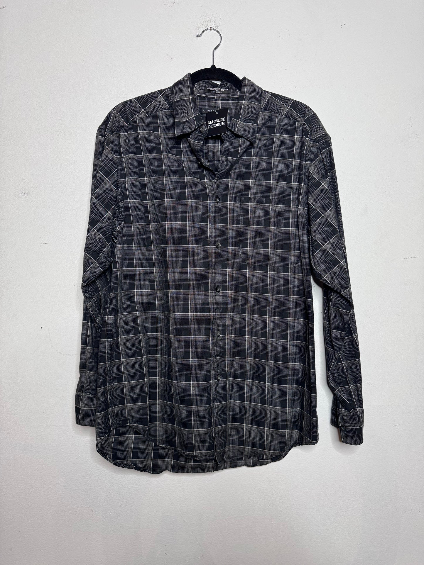 Geoffrey Beene Black and Cream Patterned Button Up