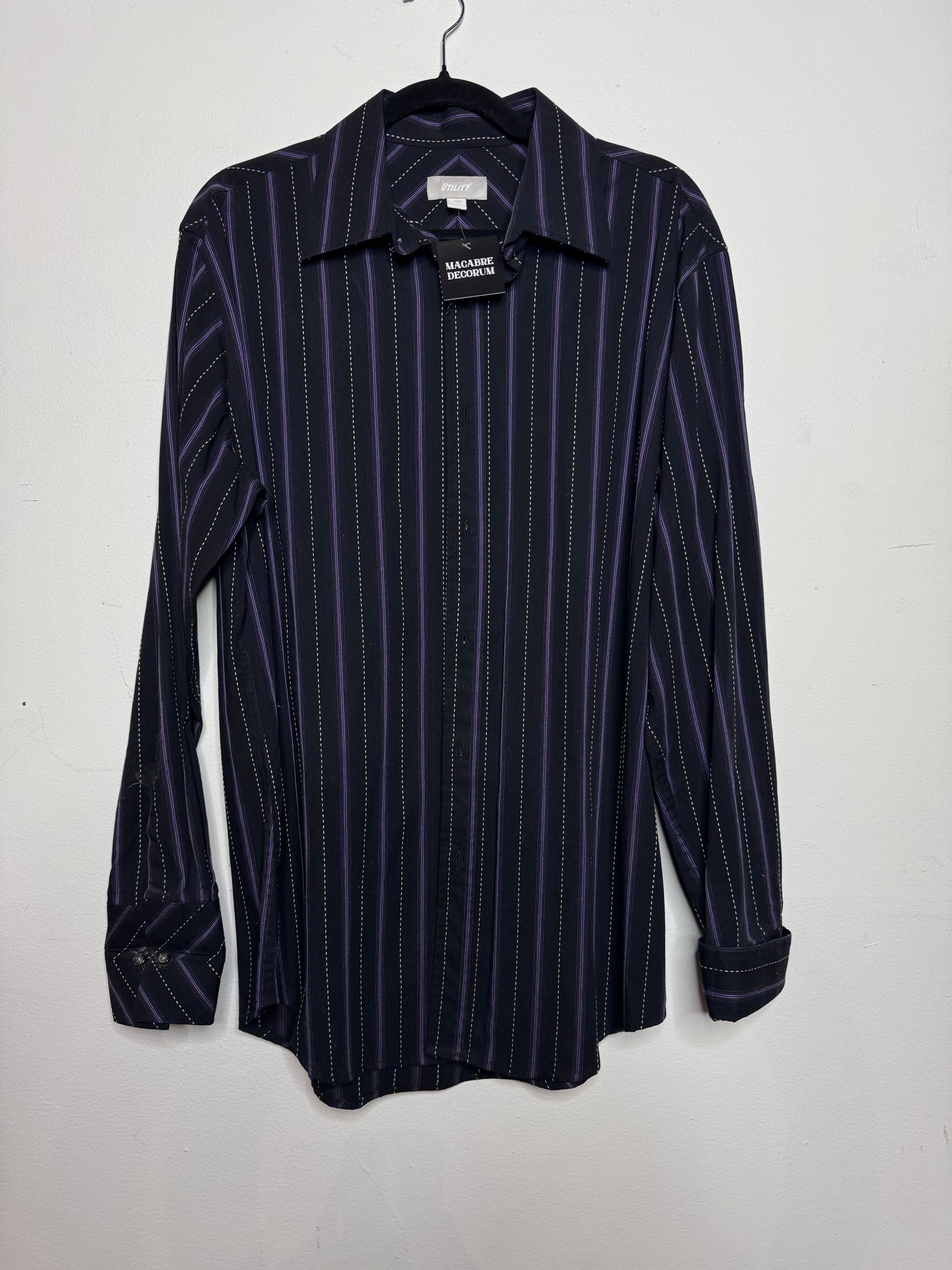 90s Utility Purple Striped Button Up