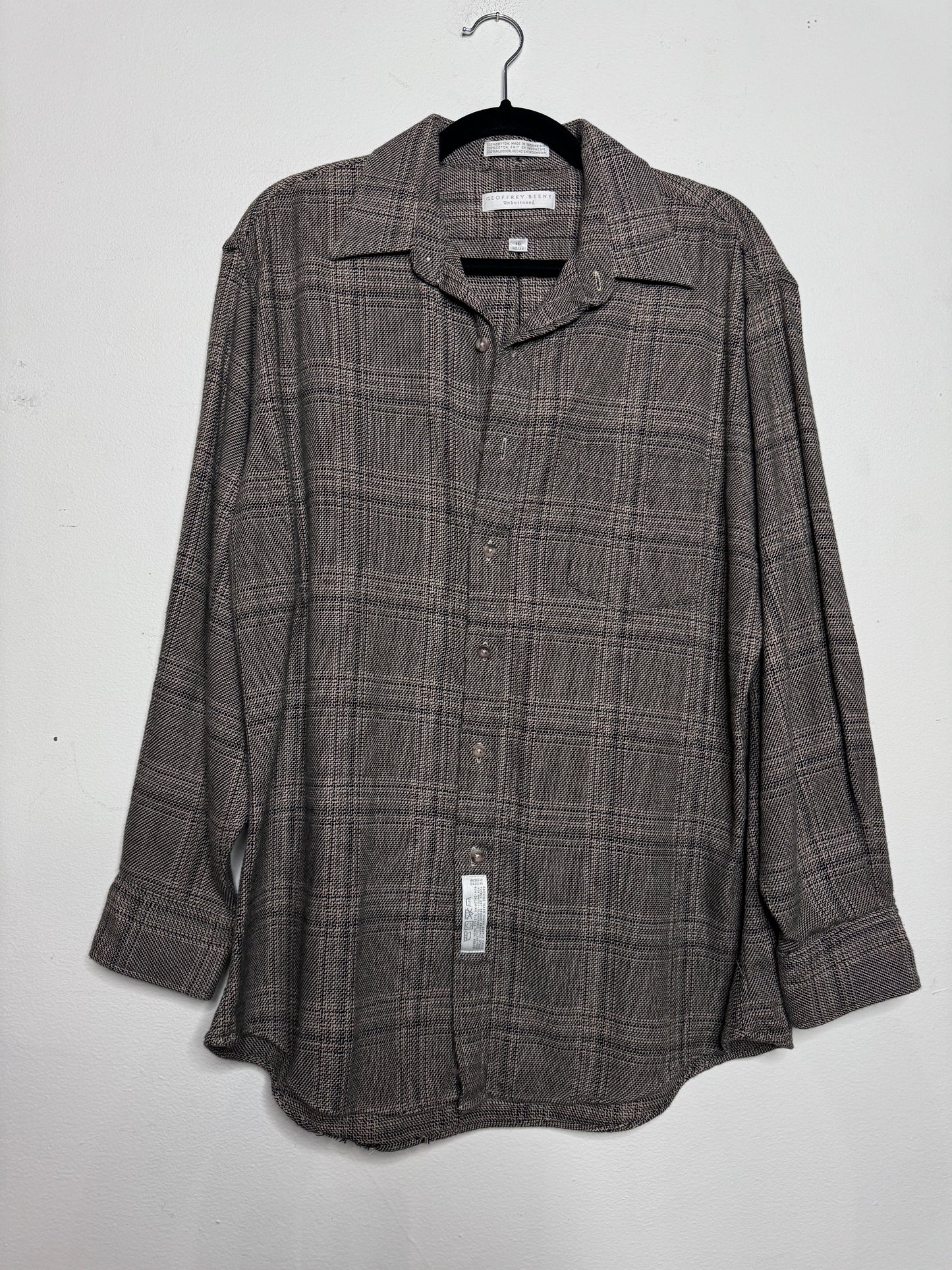 Vintage Geoffrey Beene Tan and Black Button Up