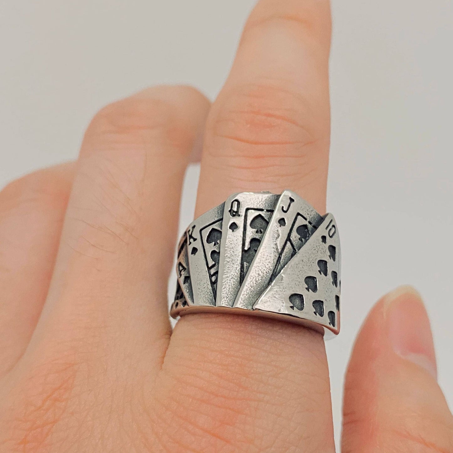 Flush Poker Men's Titanium Steel Ring