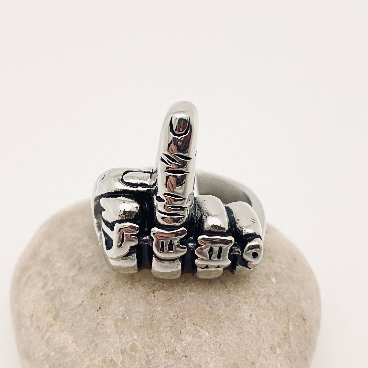 Middle Finger Stainless Steel Ring