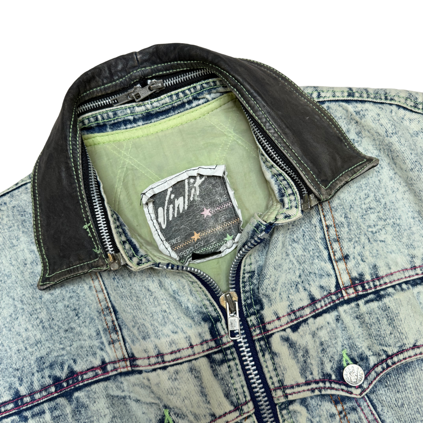 Winlit Denim and Leather 80s Trucker Jacket