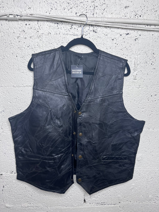 Black Leather Patchwork Vest
