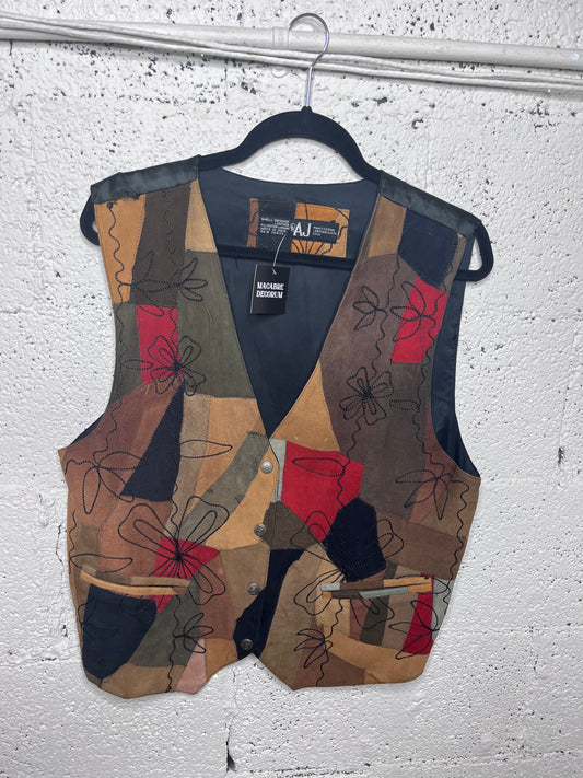 Genuine Leather Multi Colored Patchwork Vest