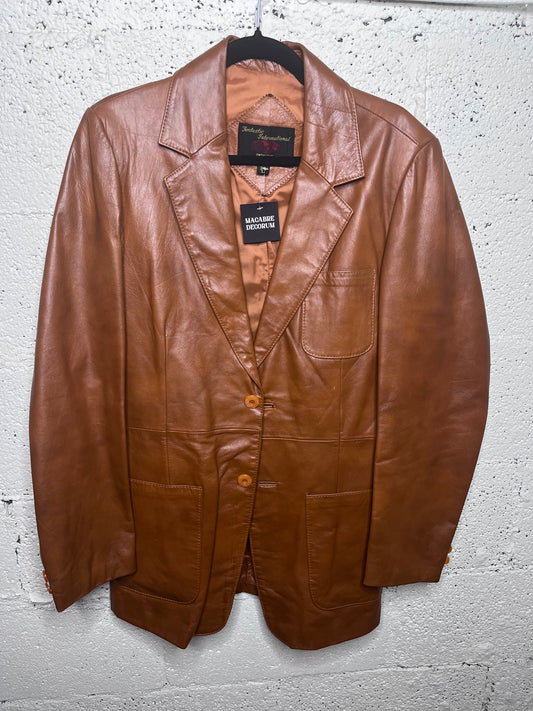Dark Tan Leather Blazer