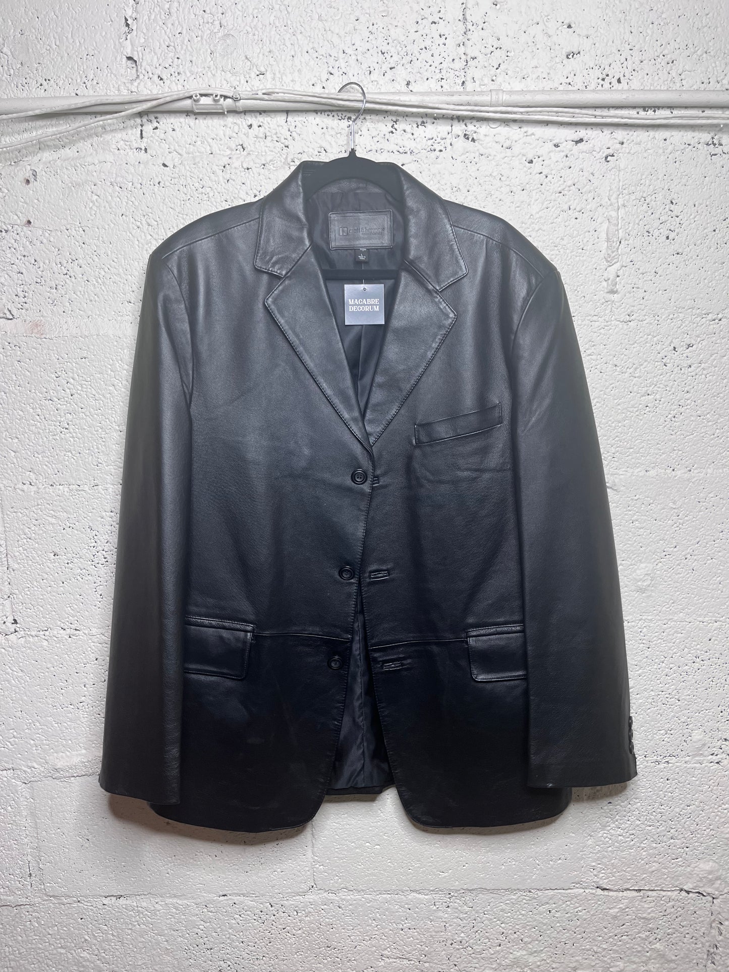 Croft & Borrow Black Leather Blazer