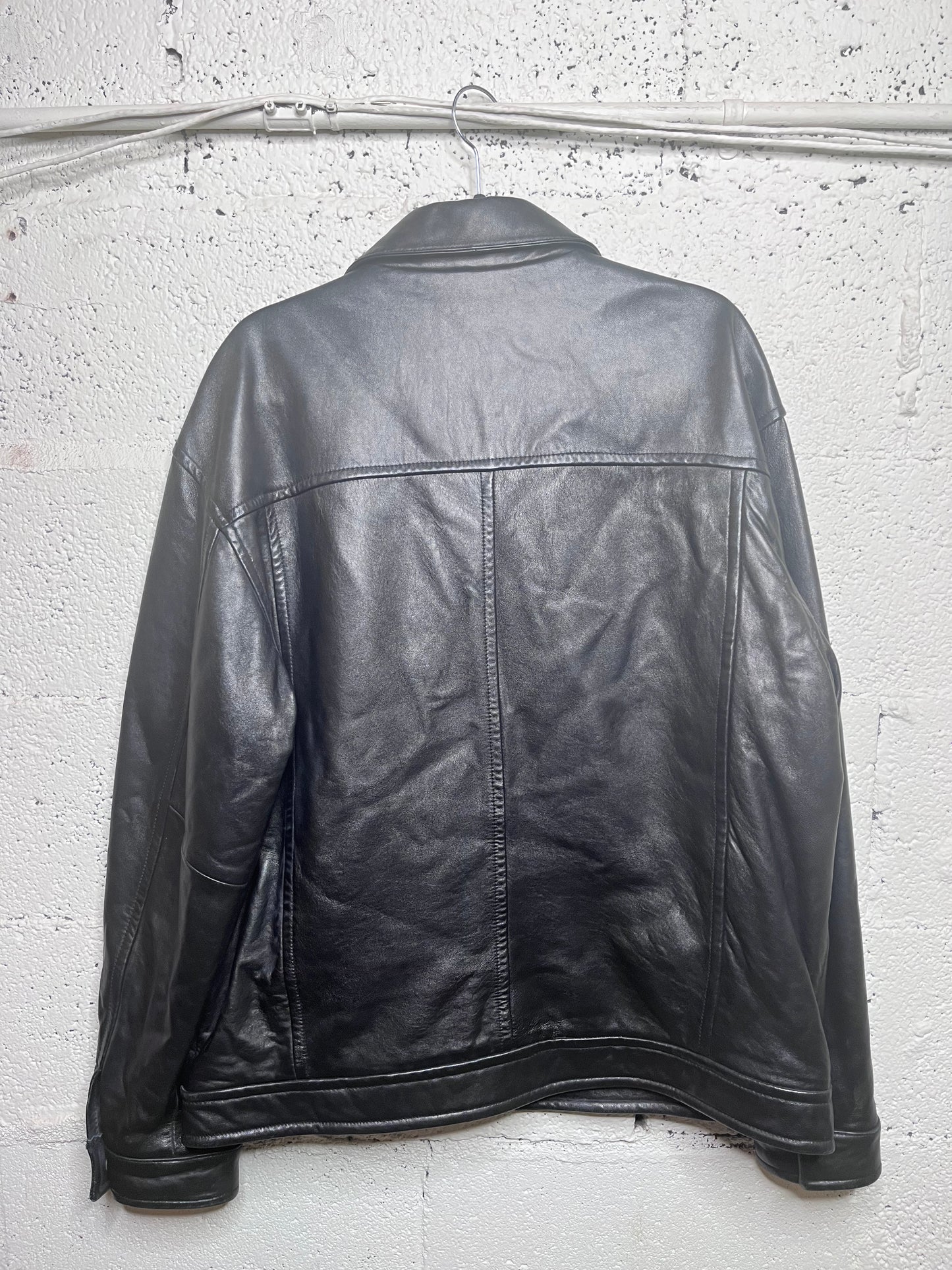 Excelled Black Leather Zip Up Jacket
