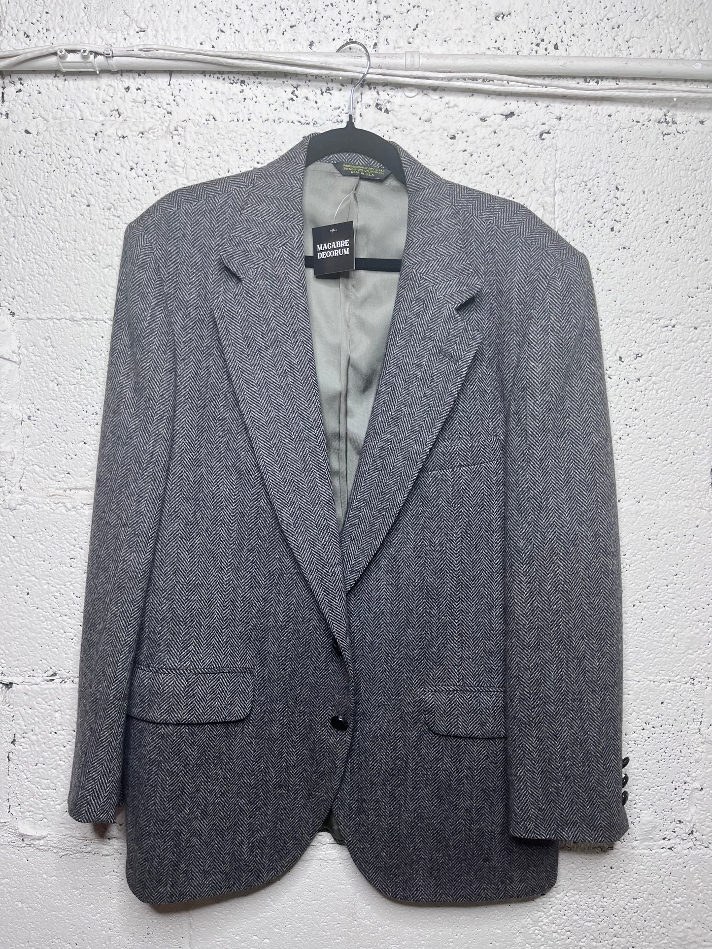 Made in USA Black and White Patterned Wool Blazer