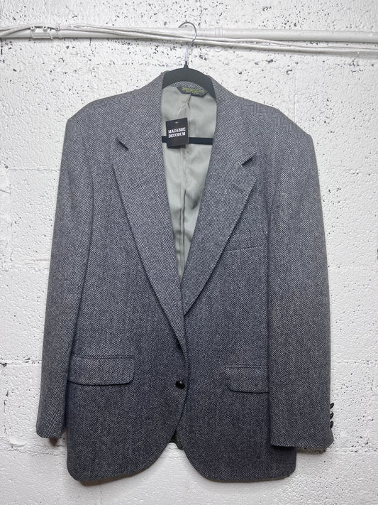 Made in USA Black and White Patterned Wool Blazer