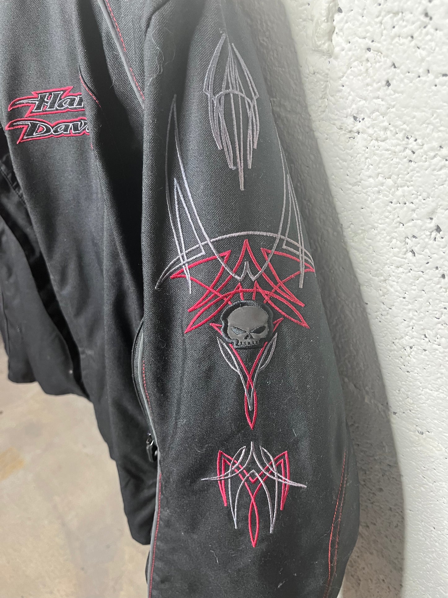 Harley Davidson Black and Red Padded Motorcycle Jacket