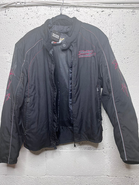 Harley Davidson Black and Red Padded Motorcycle Jacket