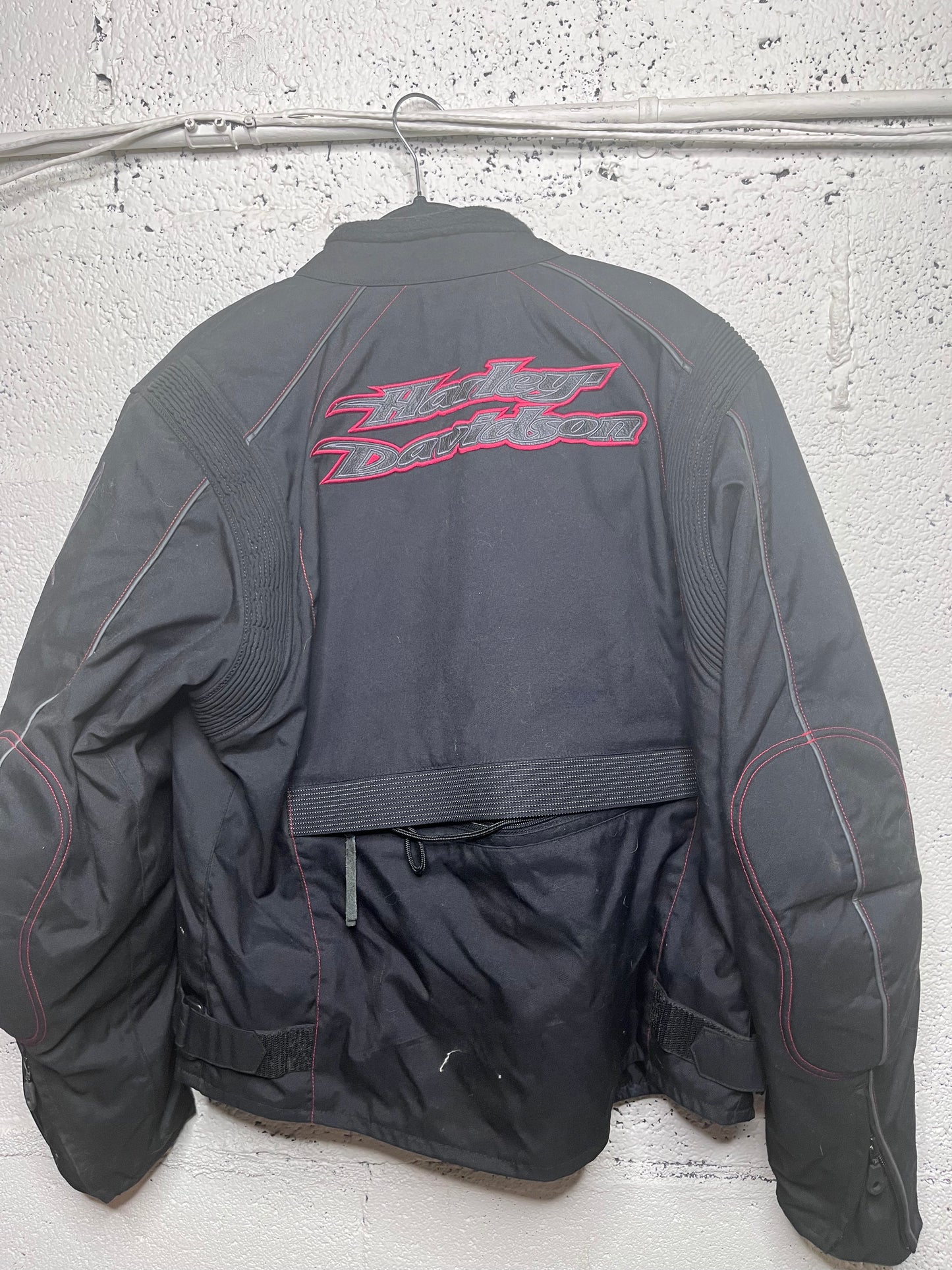 Harley Davidson Black and Red Padded Motorcycle Jacket