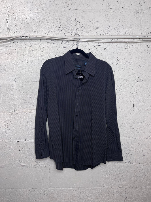 Black and Grey Striped Button Up