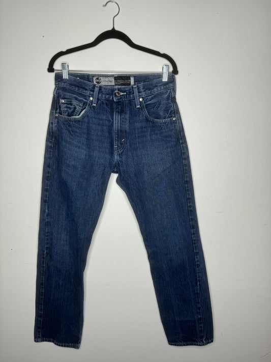 Levi Dark Wash Straight Silver Tabs