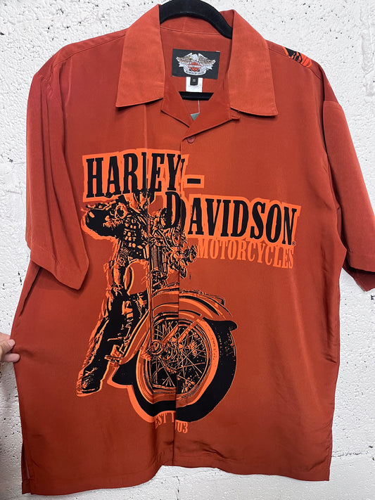 Harley Davidson Orange Rider Button Up