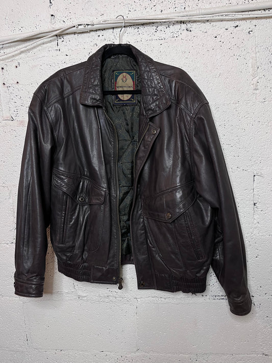 Members Only Brown Leather Jacket