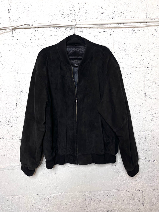 Black Suede Bomber Jacket