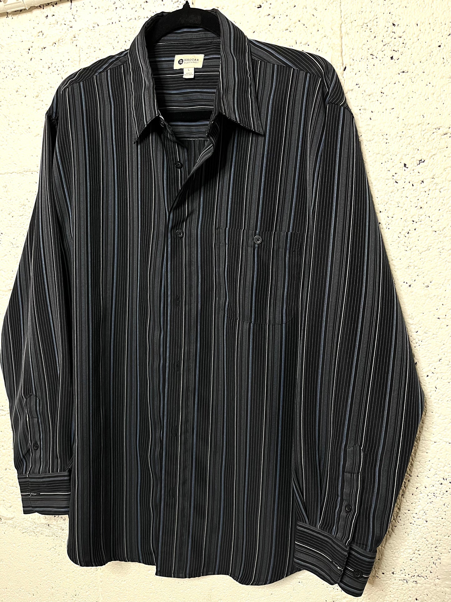 Blue and Black Striped Button Up