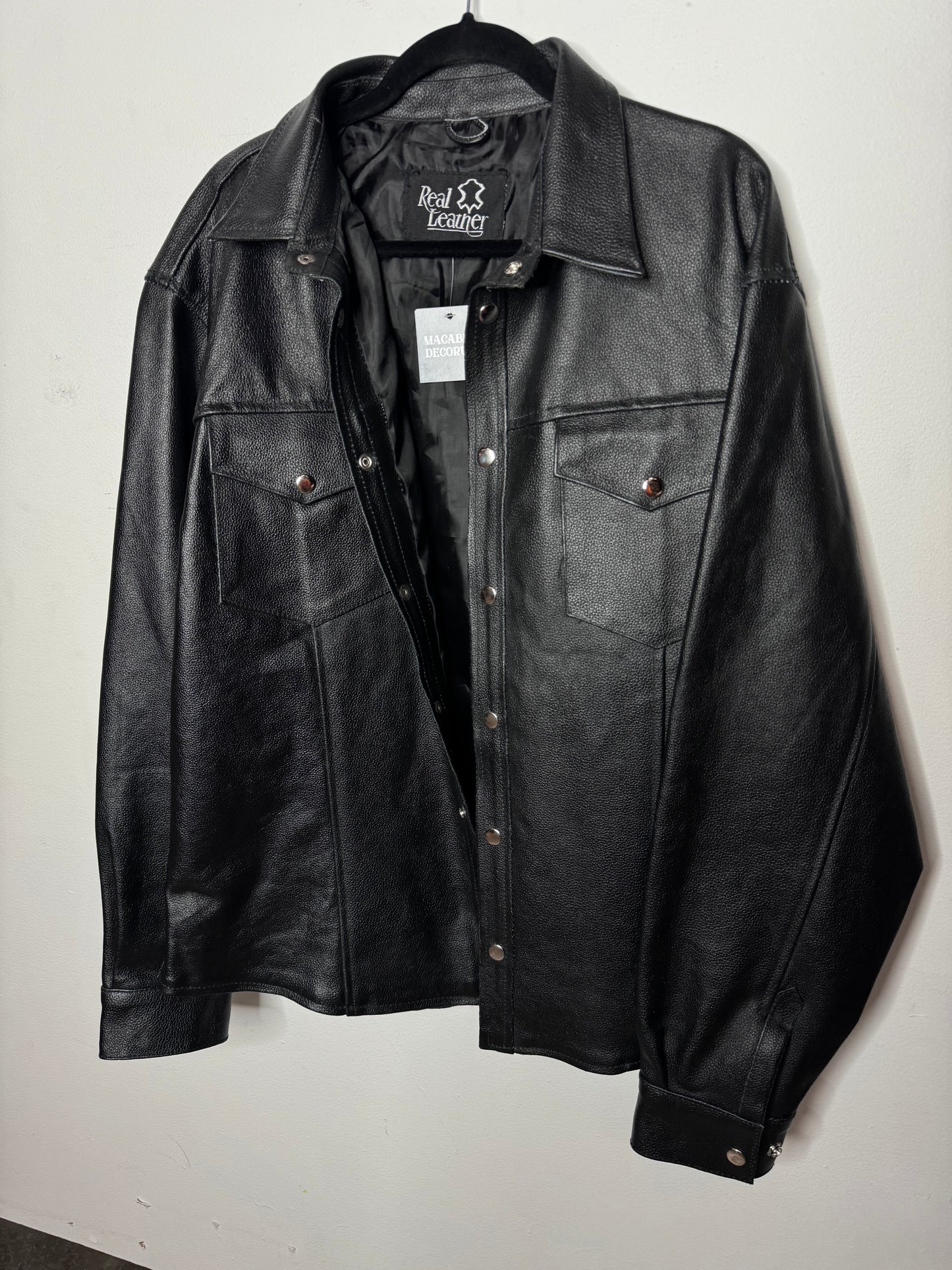 100% Leather Button Up