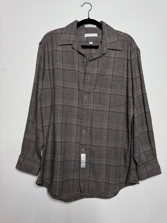 Vintage Geoffrey Beene Tan and Black Button Up