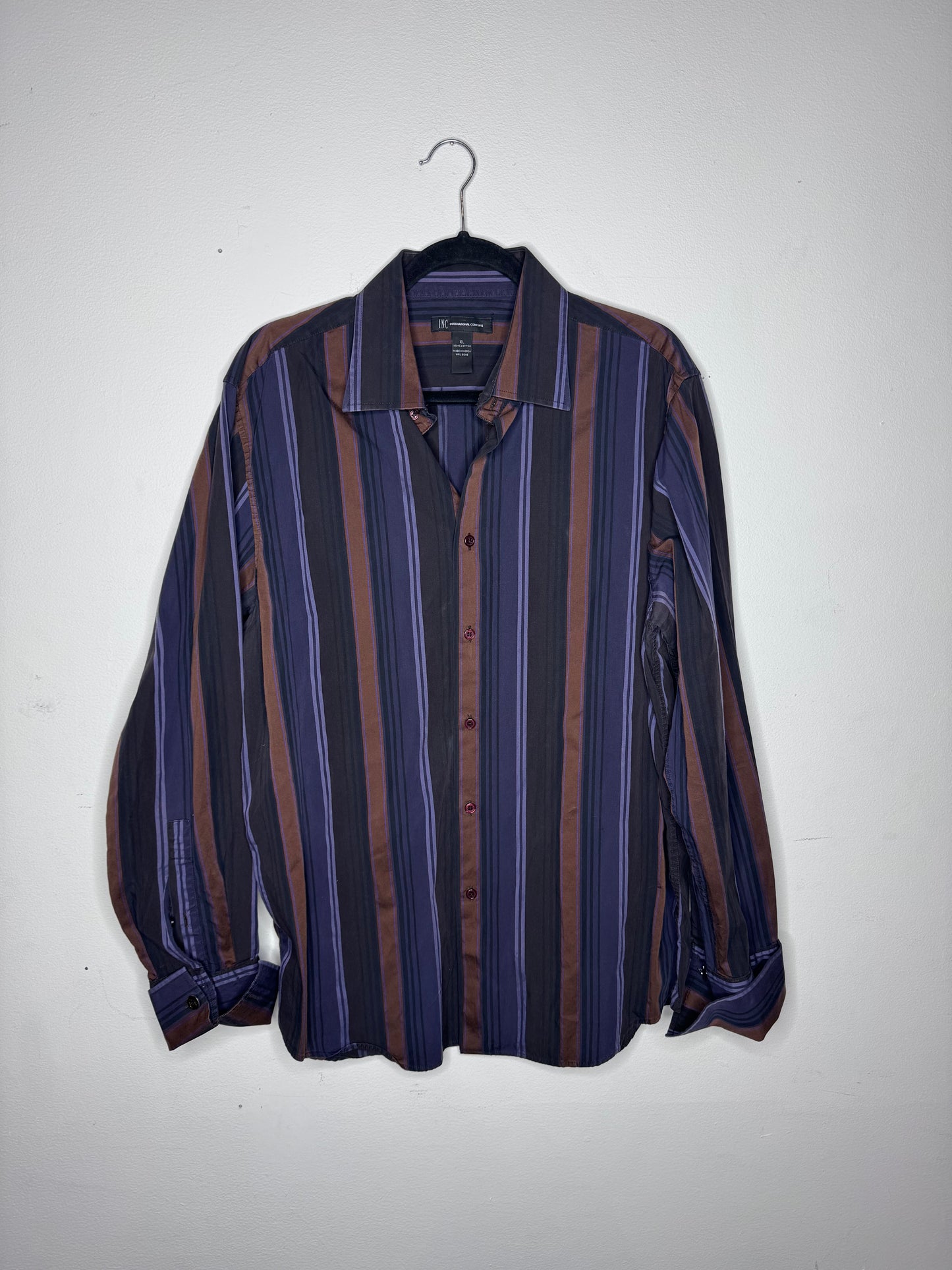 INC Multicolored Striped Button Up