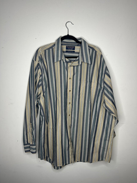 Roundtree & Yorke Tall Man Striped Button Up