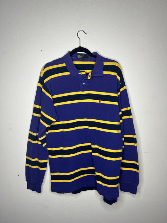 Polo by Ralph Lauren Purple Yellow and Black Long Sleeve Polo