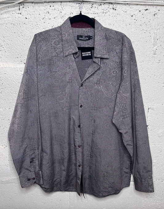 Bugatchi Grey and Silver Patterned Button Up