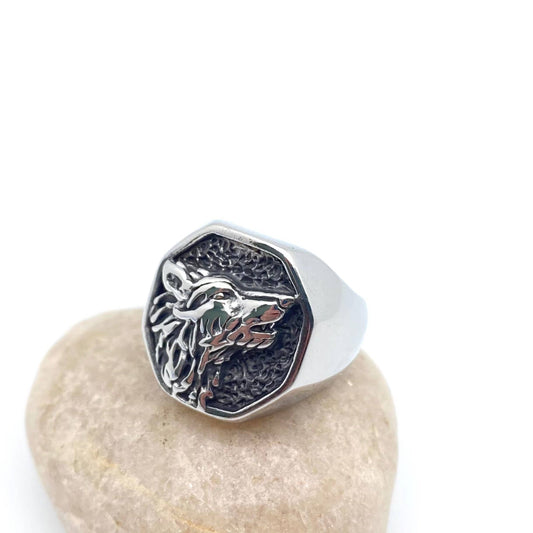 Wolf Head Stainless Steel Ring